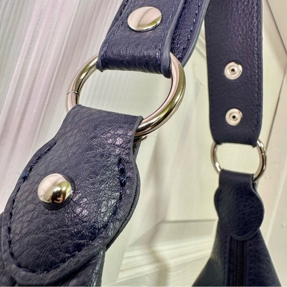Noirvere Vegan Leather Medium Navy Hobo Bag - Picture 6 of 13